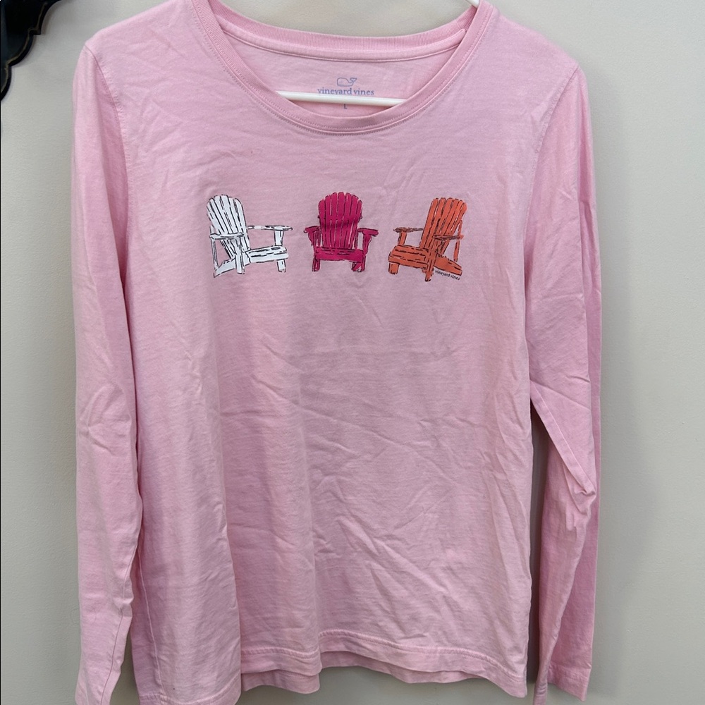 Vineyard Vines Pink Shirt with Adirondack Chair Trio L